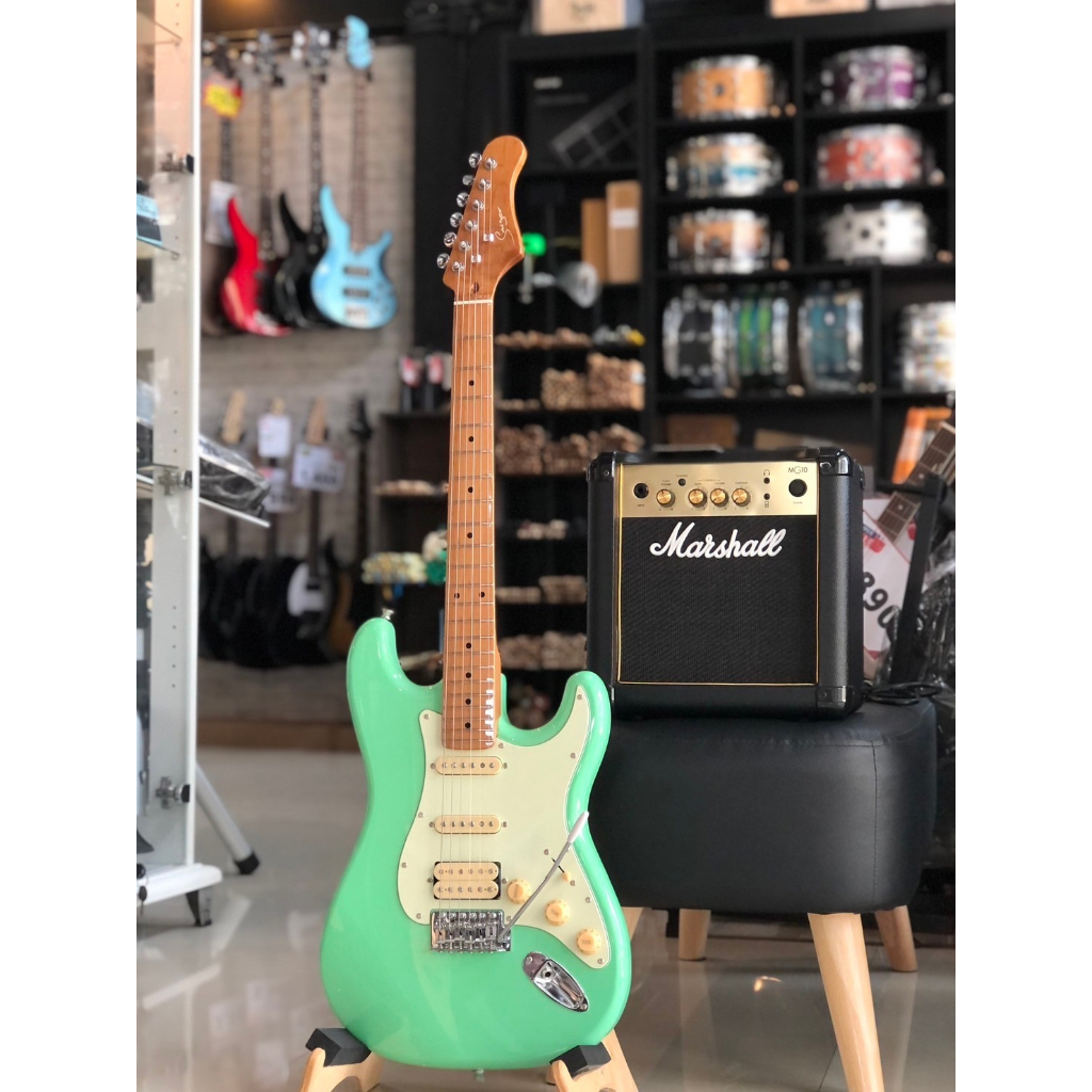 กีต้าร์ไฟฟ้า Smiger รุ่น G2-PRO ปิ๊กอัพ HSS สีเขียว คอเมเปิ้ลเผา งานไม้สวย ทัชชิ่งจับง่าย เล่นได้หลายแนว +ประกันศูนย์