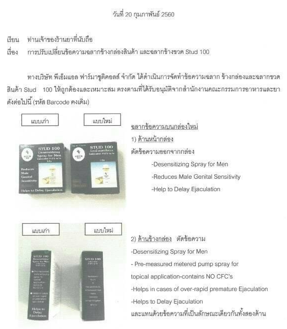 STUD 100 สเปรย์ชะลอการหลั่ง