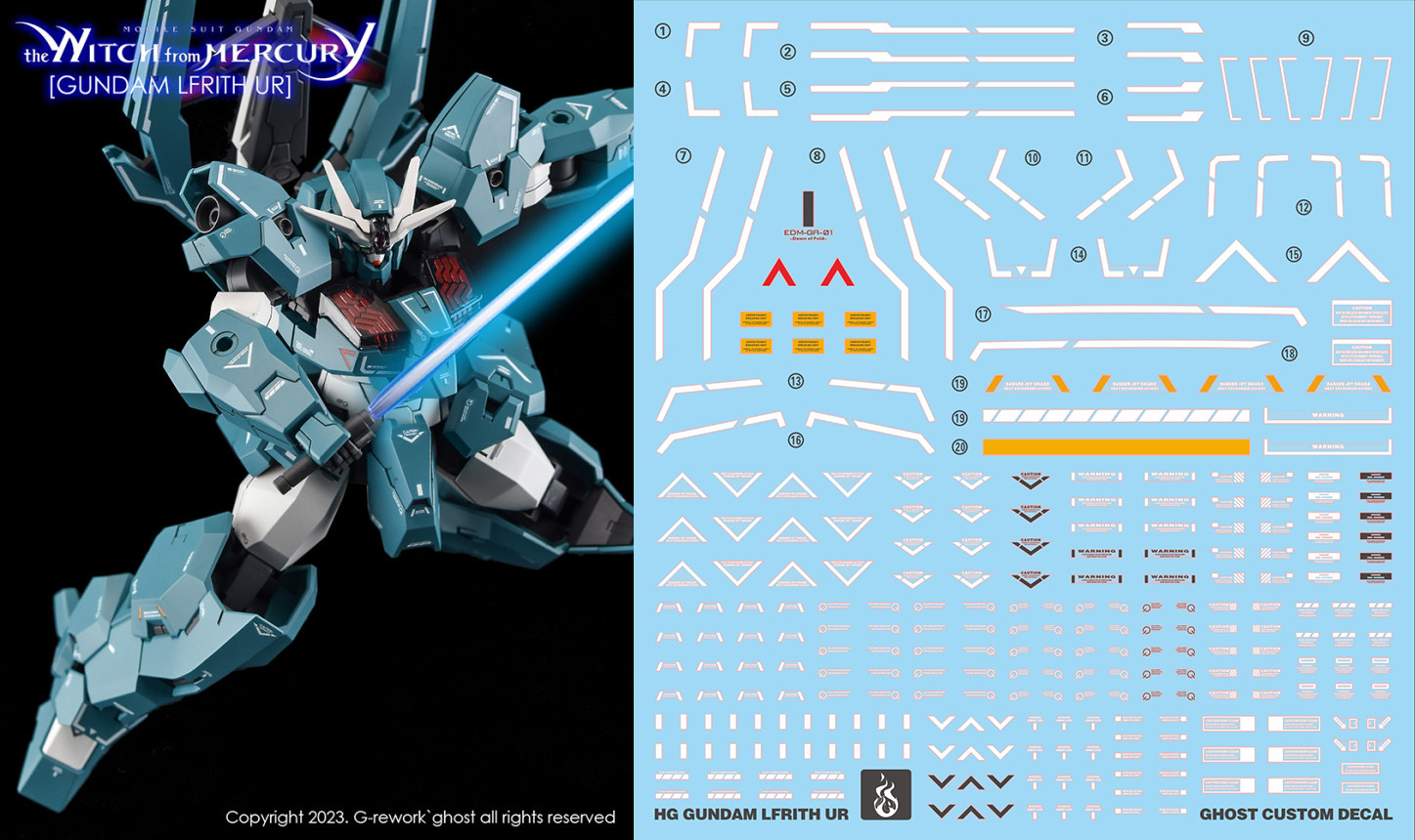Water Decal 159 HG1/144 Gundam Lfrith Ur ยี่ห่อ Ghost-Decal
