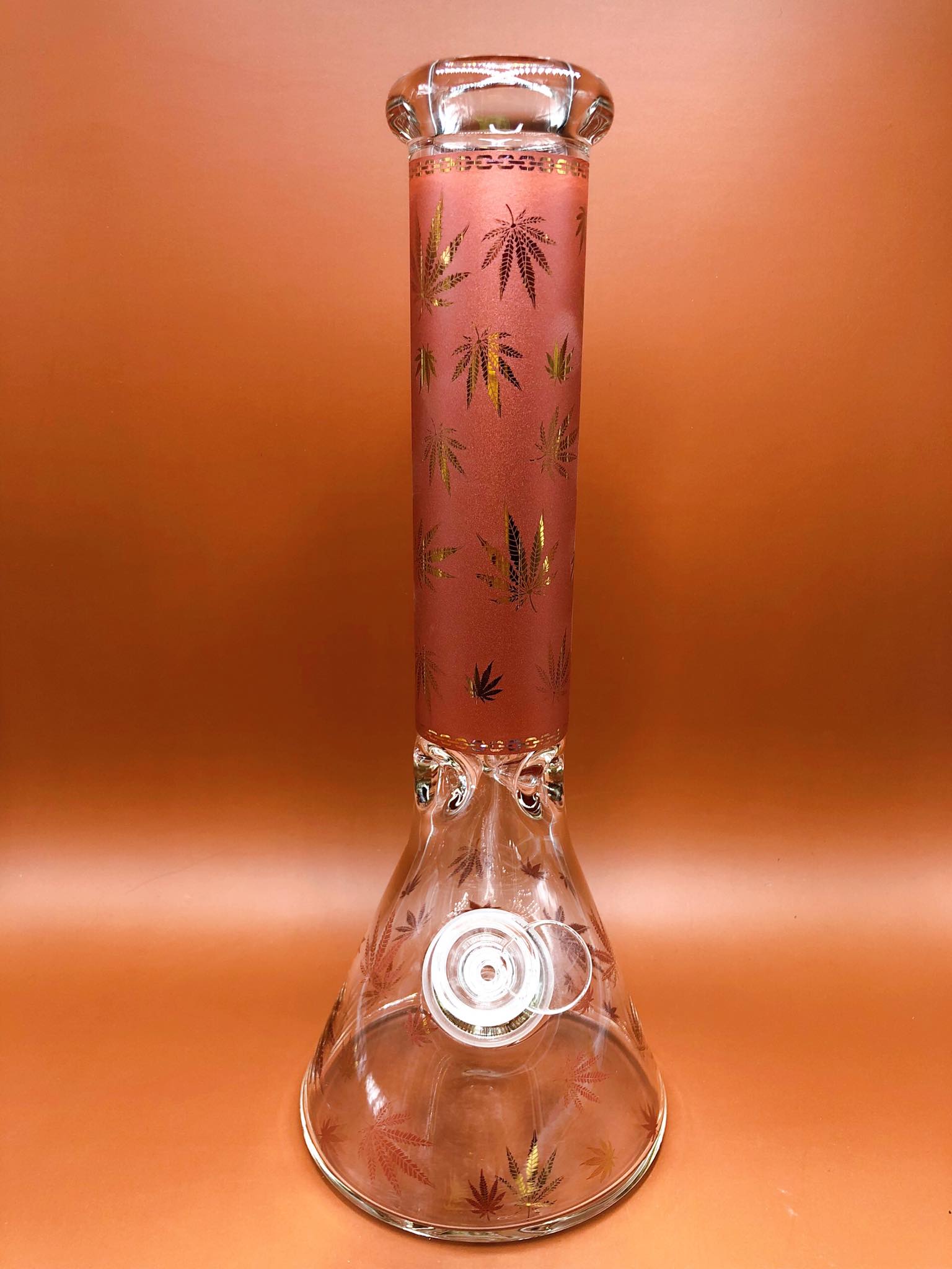Ganja Leaf Glass Bong (Red)