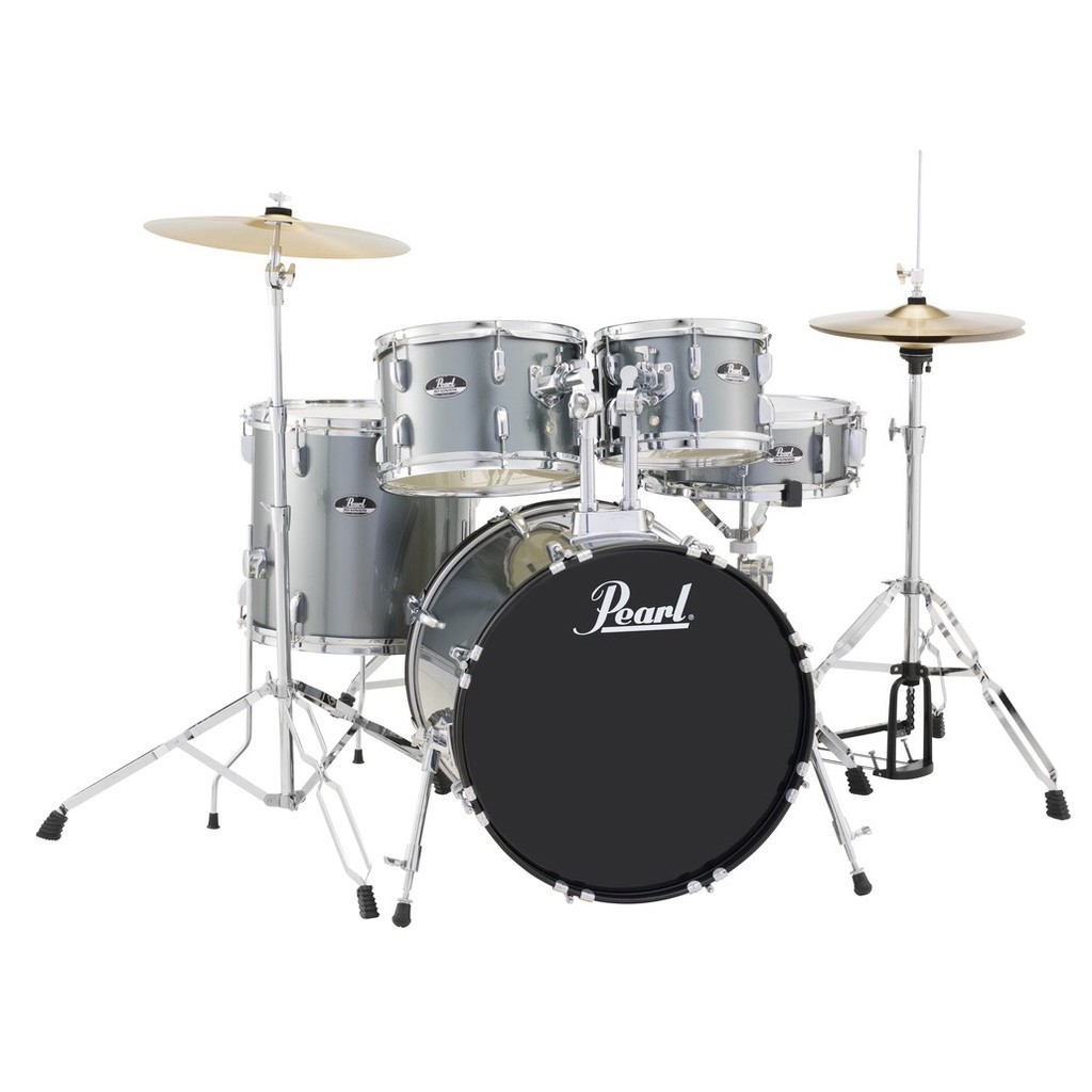 กลองชุดใหญ่ Pearl Roadshow Charcoal Metallic เก็บเงินปลายทาง พร้อมอุปกรณ์ครบชุด กระเดื่องโซ่คู่ ขาตั้งและเก้าอี้ เป็นขาคู่แข็งแรง