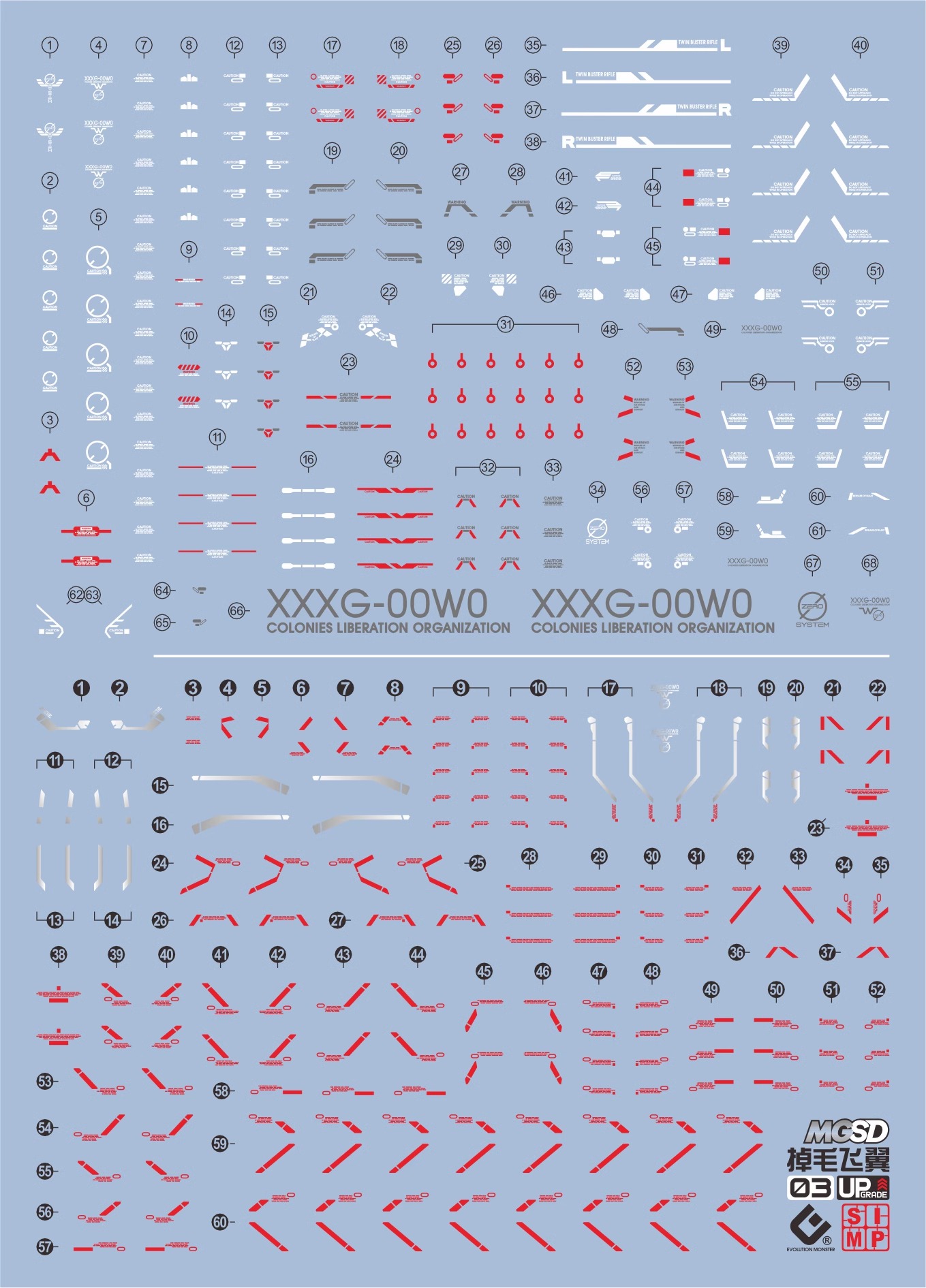 228 Water Decal MGSD Wing Zero Gundam EW ยี่ห้อ S.I.M.P. Model Decal