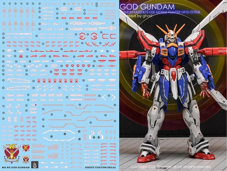 Water Decal 242 FatCat1/100 God Gundam ยี่ห้อ Ghost Decal