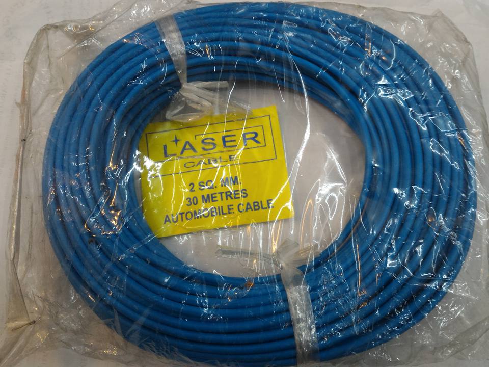 สายไฟอ่อนสีฟ้าเดินวงจรขนาด2มม.เส้นทองแดงฝอย1ม้วนยาว30เมตรWIRE COLOR BLUE 2.0MM สายไฟ2SQMM1ม้วน=30เมตรยี่ห้อLASER CABLEราคา