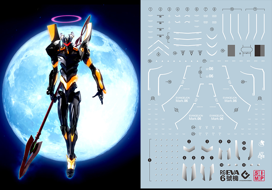 111 Water Decal RG RG Evangelion Mark.06 ยี่ห่อ S.I.M.P. Model Decal