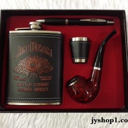 ขวดเหล้าชุดพร้อมไปป์+ปากกา ลาย Jim Beam