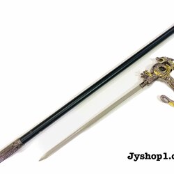 ไม้เท้าซ่อนมีด มีดยาว หัวมังกรสีทอง