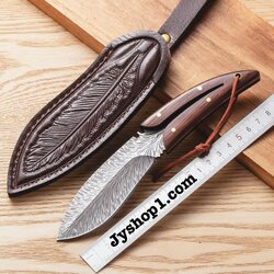 มีดเดินป่า มีดใบตาย ลายขนนก พร้อมส่ง ราคาถูก
