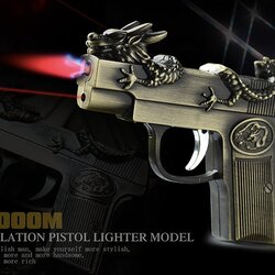 ปืนไฟแช็ค ไฟแช็ค มีไฟฉาย ลายมังกร