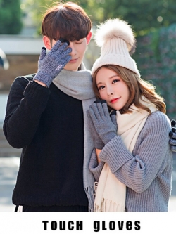 ถุงมือทอไหมพรม ผสมวูลเปอร์เซ็นต์สูง เล่นลายกราฟฟิค ทัชสกรีนได้ (ญ/ช)