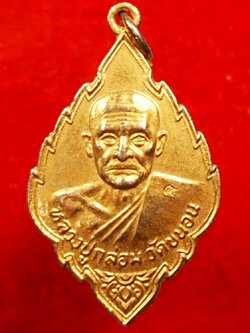 หลวงปู่กล่อม วัดขนอน เหรียญใบสาเก กะไหล่ทอง(องค์ที่8)