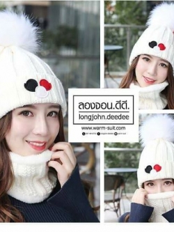 หมวกไหมพรม&ผ้าพันคอ 3in1 บุเฟอร์ด้านใน #3