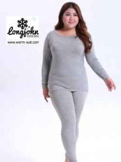 ลองจอนหญิงบุเยื่อไผ่ บิ๊กไซด์ พลัส สีเทา (เสื้อ+กางเกง)