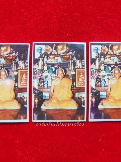 หลวงปู่ม่วง วัดยางงาม รูปถ่าย ขนาดห้อยคอ หลังปั๊มตรายาง จำนวน 3 ใบ(ชุดที่2)
