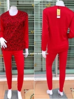 ชุดลองจอนหญิง วูลพรีเมี่ยม วูลเล่น ลายเสือดาวแดง