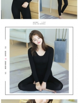 ชุดลองจอนหญิง (เสื้อ+กางเกง) รุ่น Warm Me สีดำ #1