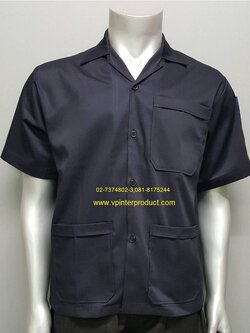 เสื้อช่าง เสื้อช็อบ แขนสั้น สีกรมท่า ราคาถูก พร้อมส่ง