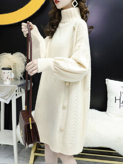 มินิเดรสหรือเสื้อตัวยาว ทอไหมพรมผสมวูล สไตล์แขนกระดิ่ง#1