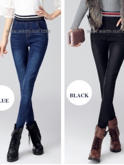 สกินนี่กันหนาวบุแคชเมียร์ เอวยืด (มีบิ๊กไซด์)