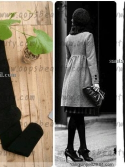 เลคกิ้งกันหนาว คลุมเท้า เลคกิ้งเกาหลี เลคกิ้งบุขน ด้านใน สีดำ