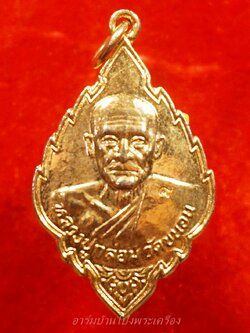 หลวงปู่กล่อม วัดขนอน เหรียญใบสาเก กะไหล่ทอง(องค์ที่7)