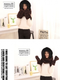 เซ็ตหมวก&ผ้าพันคอ 2in1 set c แต่งเฟอร์รอบหมวก อุ่น&หรูหรา