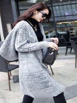 โค้ทไหมพรมตัวยาวผ้าพันคอในตัว (บิ๊กไซด์ใส่ได้)