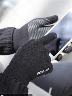 ถุงมือทอไหมพรม ผสมวูลเปอร์เซ็นต์สูง เล่นลายกราฟฟิค ทัชสกรีนได้ (ญ/ช)