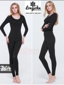 ชุดลองจอนหญิง (เสื้อ+กางเกง) รุ่น Warm Me สีดำ #2