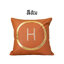 หมอนอิงผ้าหนัง งานปักลาย H ล้อมรอบขอบสีทองสวยหรู เหมาะสำหรับใช้ตกแต่งบ้าน ตกแต่งโรงแรม ตกแต่งโฮสเทล