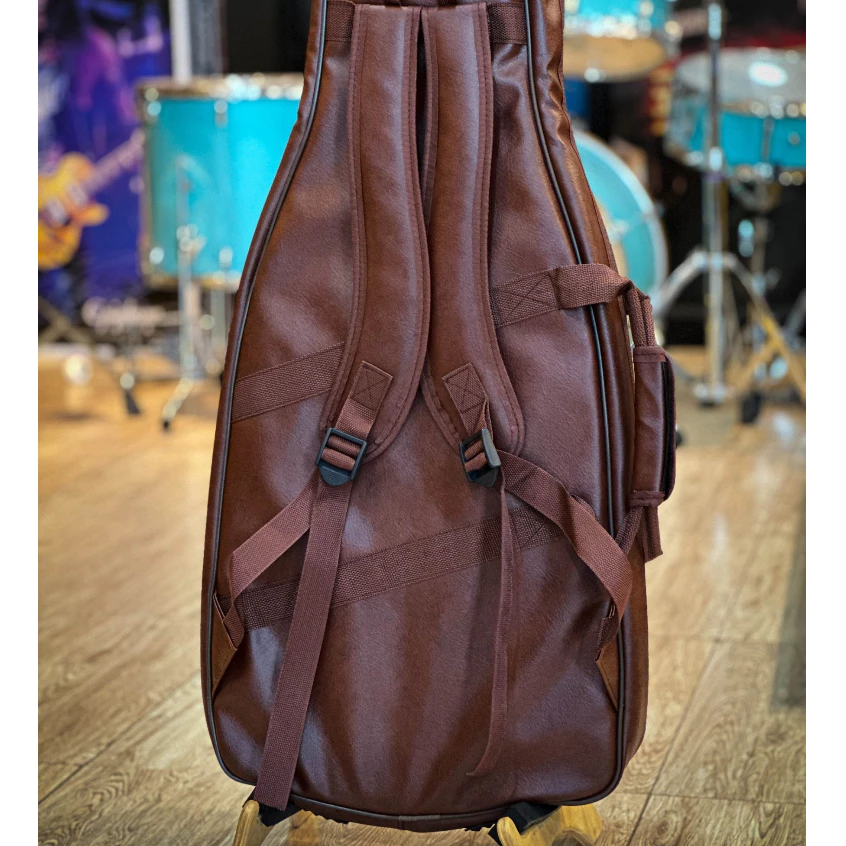 Takane ซอฟเคสเบส บุหนา12มิล กระเป๋าเบสแบบหนัง สีน้ำตาล กันน้ำได้ สีน้ำตาล Soft Case Bass Guitar Bag